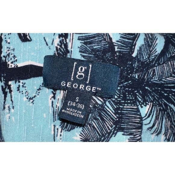 Hawaiian Shirt Small Ocean Breeze Blue Palm Trees Short Sleeve Button Front - Picture 3 of 8